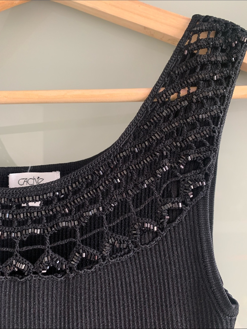 Cache Black Crochet Yoke Ribbed Tank - Picture 2 of 4